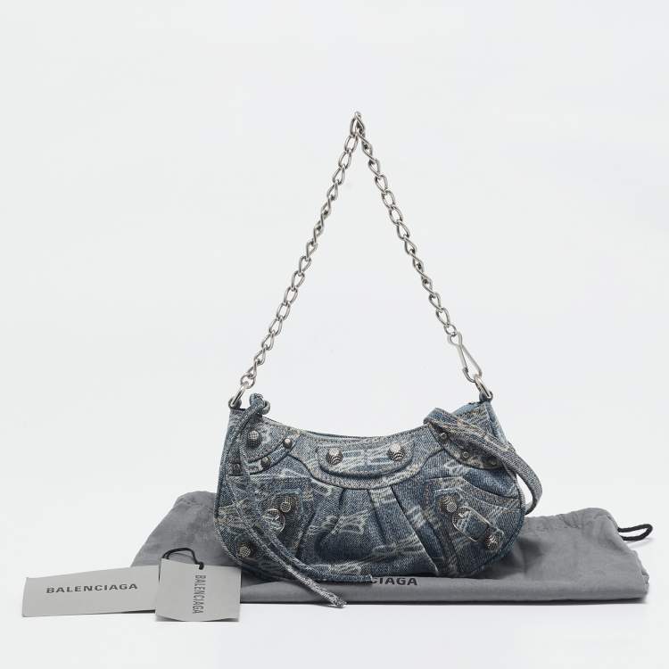 Pre Owned Balenciaga Blue Denim Mini Le Cagole Shoulder Bag