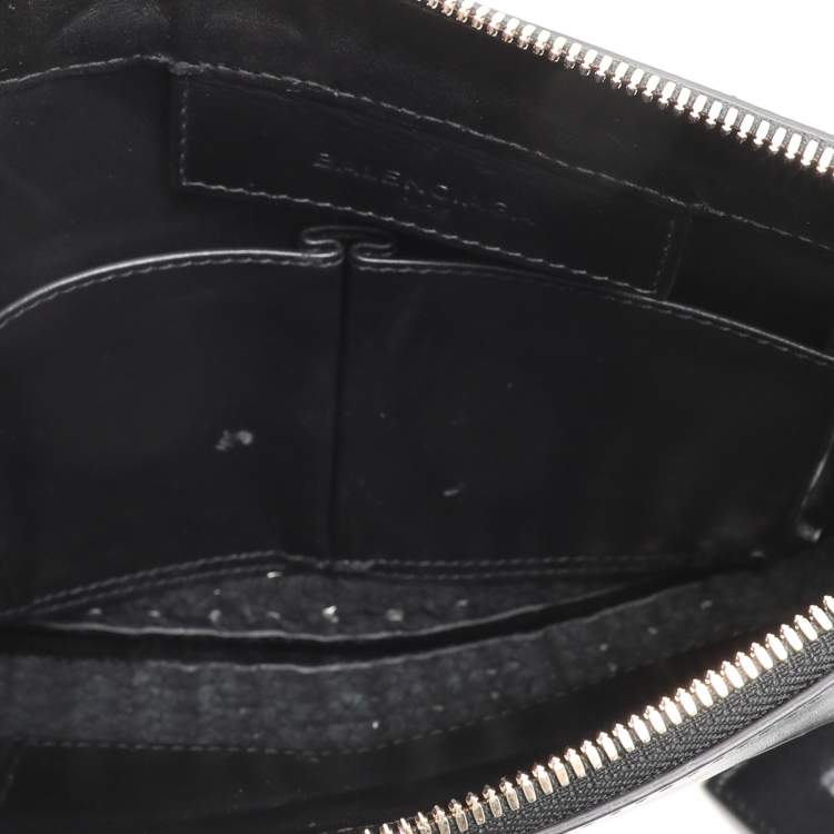 Pre Owned Balenciaga Black Leather Crochet Motorcycle Clutch