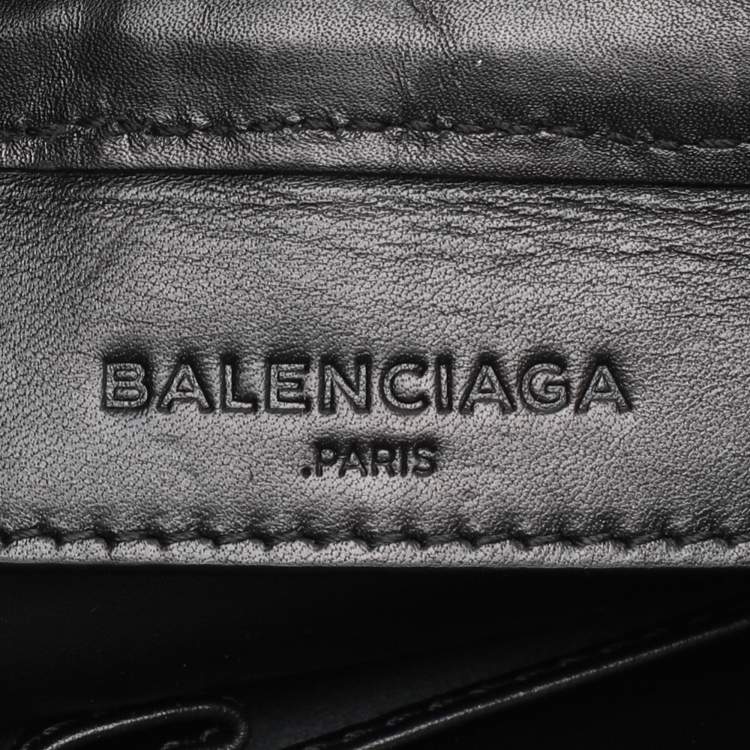 Pre Owned Balenciaga Black Leather Crochet Motorcycle Clutch