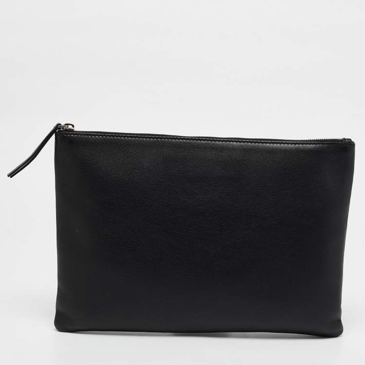 Pre Owned Balenciaga Black Leather Zip Pouch