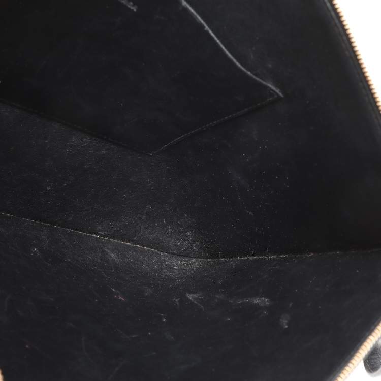 Pre Owned Balenciaga Black Leather Ville Logo Pouch