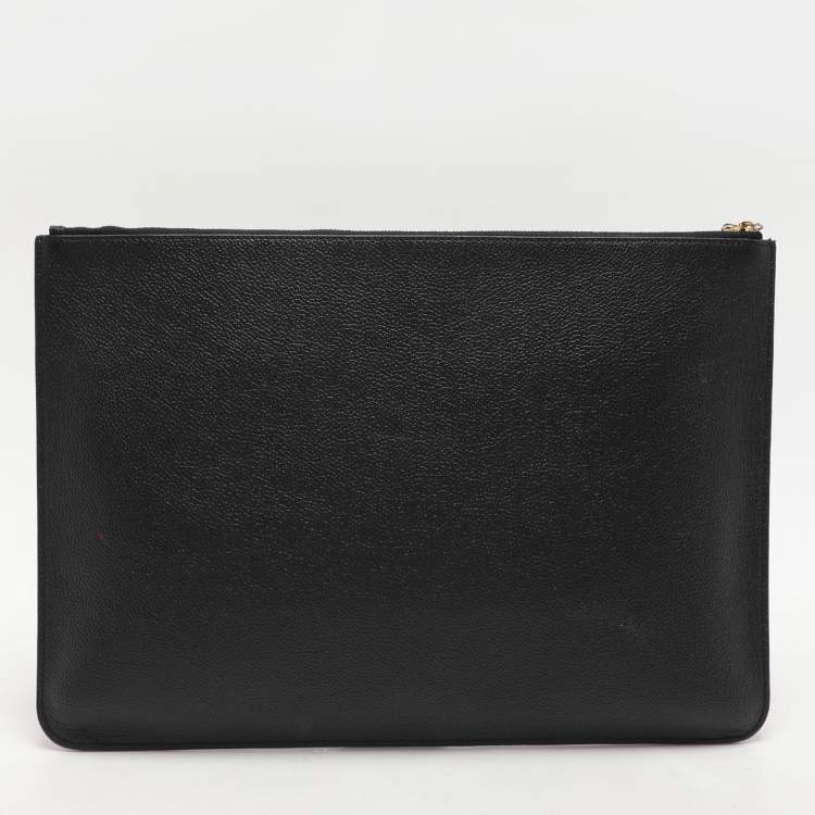 Pre Owned Balenciaga Black Leather Ville Logo Pouch