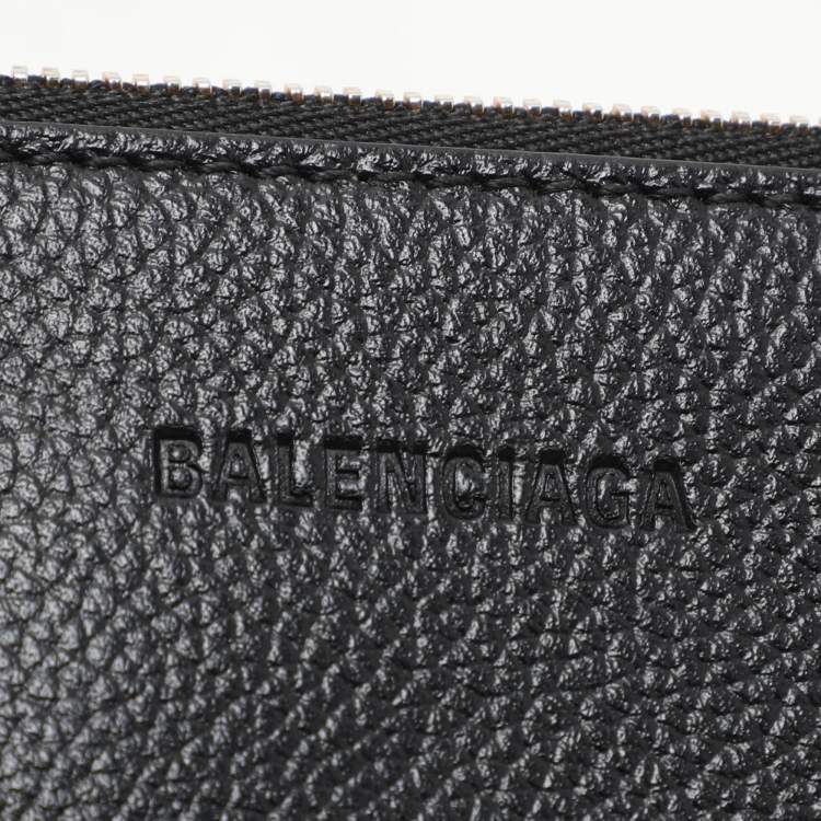 Pre Owned Balenciaga Black Leather Ville Logo Pouch