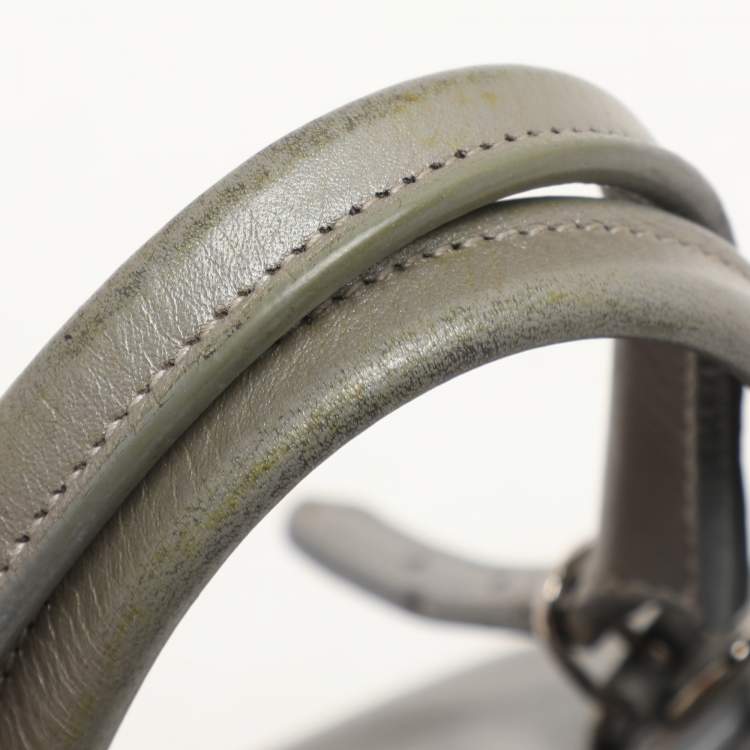 Pre Owned Balenciaga Grey Leather Mini Papier A4 Zip Around Bag