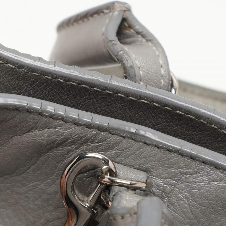 Pre Owned Balenciaga Grey Leather Mini Papier A4 Zip Around Bag