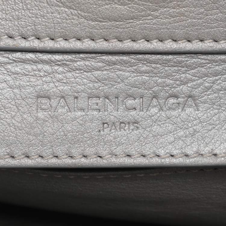 Pre Owned Balenciaga Grey Leather Mini Papier A4 Zip Around Bag