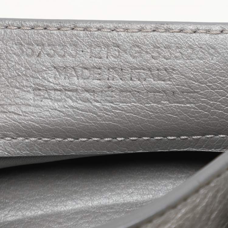 Pre Owned Balenciaga Grey Leather Mini Papier A4 Zip Around Bag
