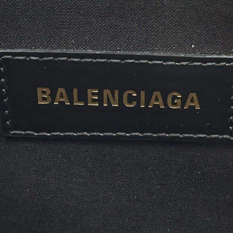 Pre Owned Balenciaga Black/White Canvas Leather Tote Bag 