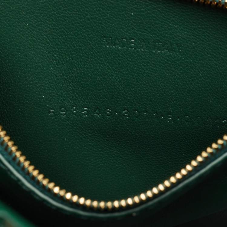 Pre Owned Balenciaga Green Croc Embossed Leather Small Hourglass Top Handle Bag
