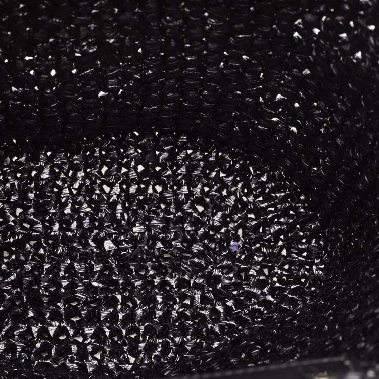 Pre Owned Balenciaga Black Raffia Effect Small Le Cagole Panier Tote