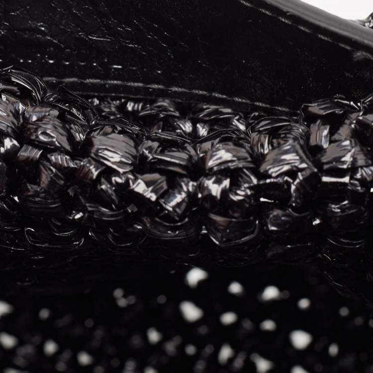 Pre Owned Balenciaga Black Raffia Effect Small Le Cagole Panier Tote