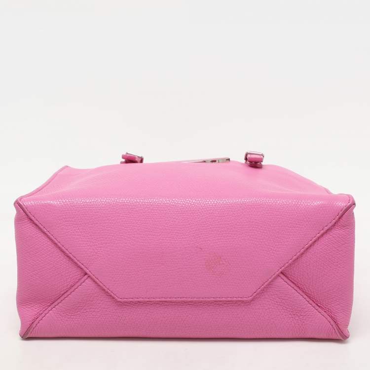 Pre Owned Balenciaga Pink Leather Mini Metallic Edge Papier A4 Tote