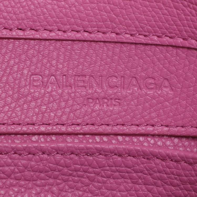 Pre Owned Balenciaga Pink Leather Mini Metallic Edge Papier A4 Tote