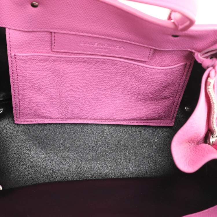 Pre Owned Balenciaga Pink Leather Mini Metallic Edge Papier A4 Tote
