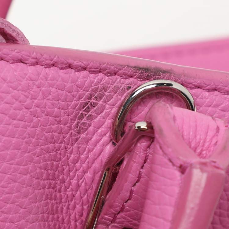 Pre Owned Balenciaga Pink Leather Mini Metallic Edge Papier A4 Tote