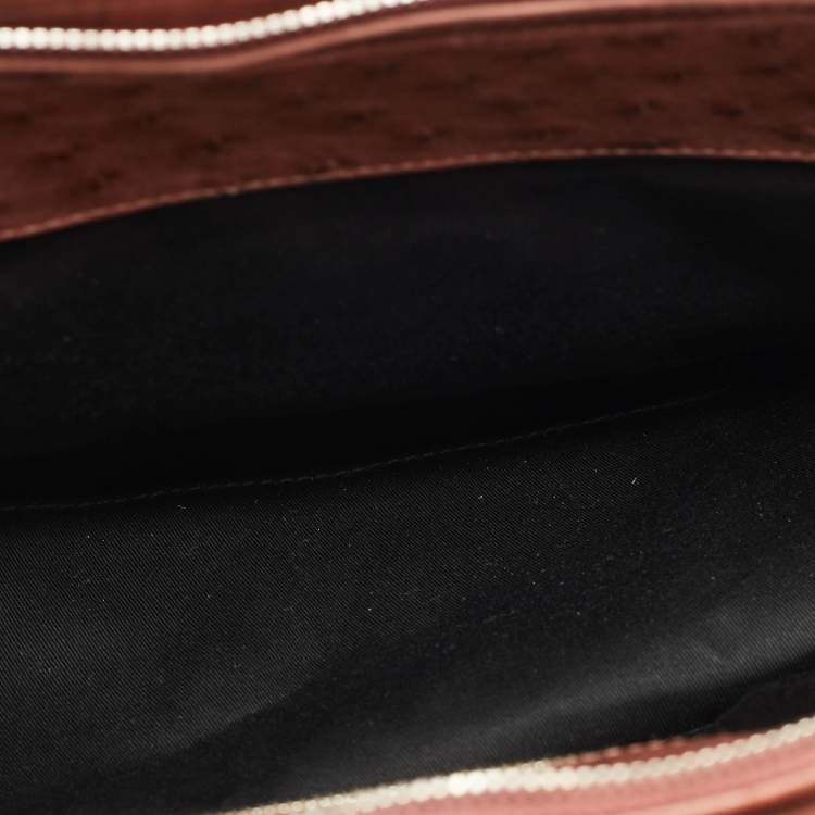 Pre Owned Balenciaga Pink Ostrich Chain Link Pocket  Satchel