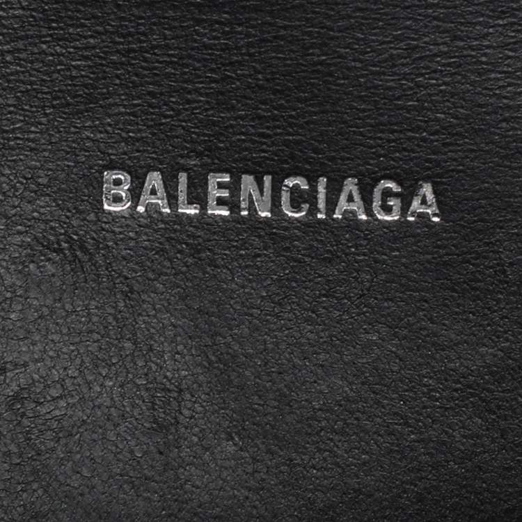 Pre Owned Balenciaga Silver Croc Embossed Leather Hourglass Top Handle Bag