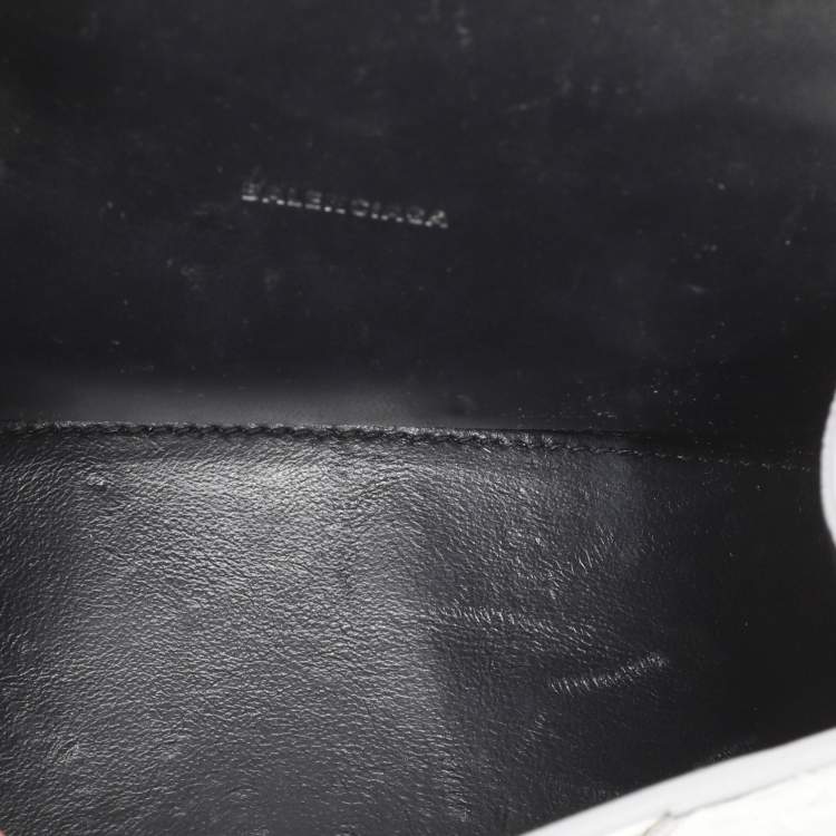 Pre Owned Balenciaga Silver Croc Embossed Leather Hourglass Top Handle Bag