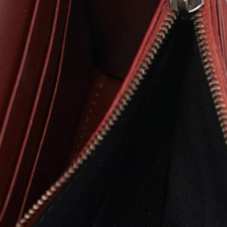 Pre Owned Balenciaga Red/Black Python Embossed Leather Hourglass Wallet on Chain