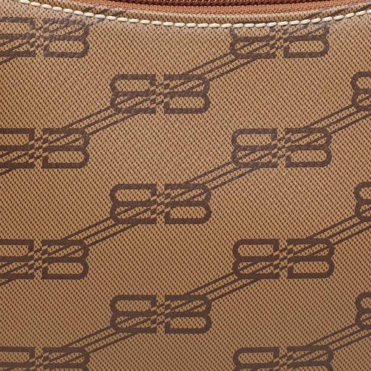 Pre Owned Balenciaga Tan/Brown BB Coated Canvas and Leather Shoulder Bag