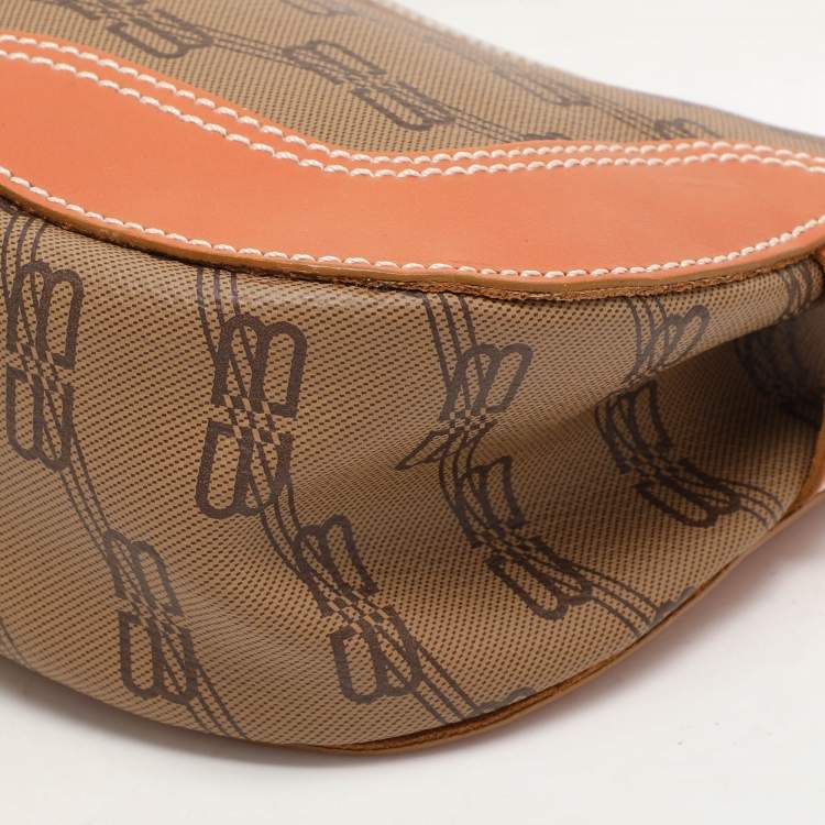 Pre Owned Balenciaga Tan/Brown BB Coated Canvas and Leather Shoulder Bag