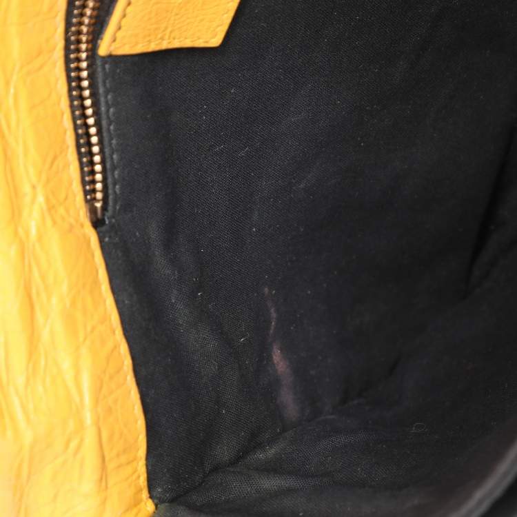 Pre Owned Balenciaga Yellow Leather Classic Giant 12 Hardware Envelope Clutch