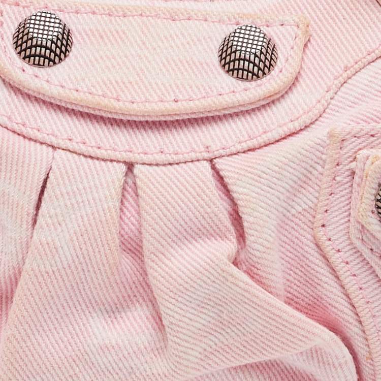 Pre Owned Balenciaga Light Pink BB Monogram Denim Mini Le Cagole Shoulder Bag