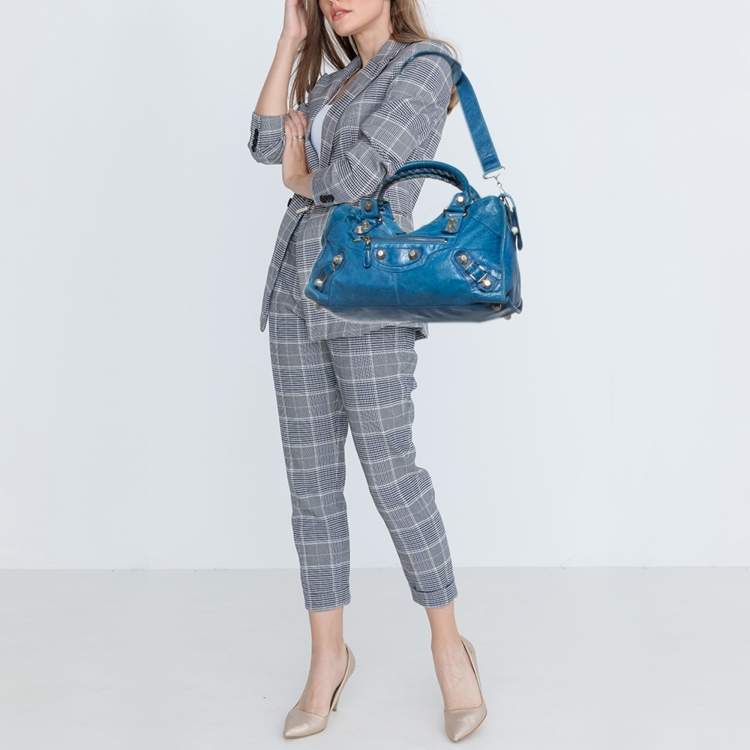 Pre Owned Balenciaga Blue Leather GSH Part-Time Tote