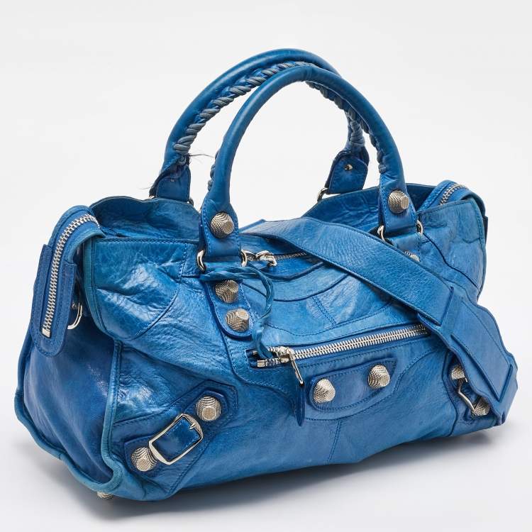 Pre Owned Balenciaga Blue Leather GSH Part-Time Tote