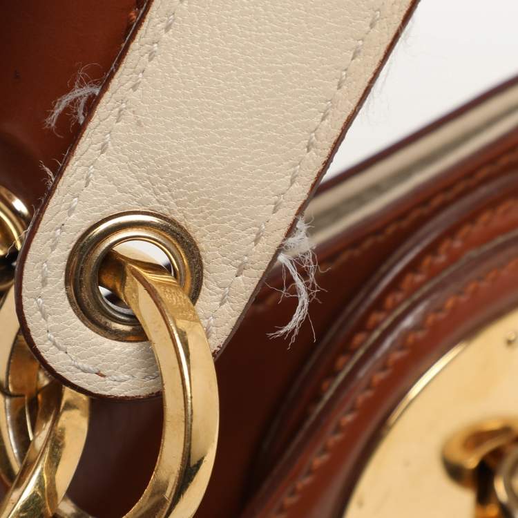 Pre Owned Balenciaga Cream/Brown Leather Lune Tote