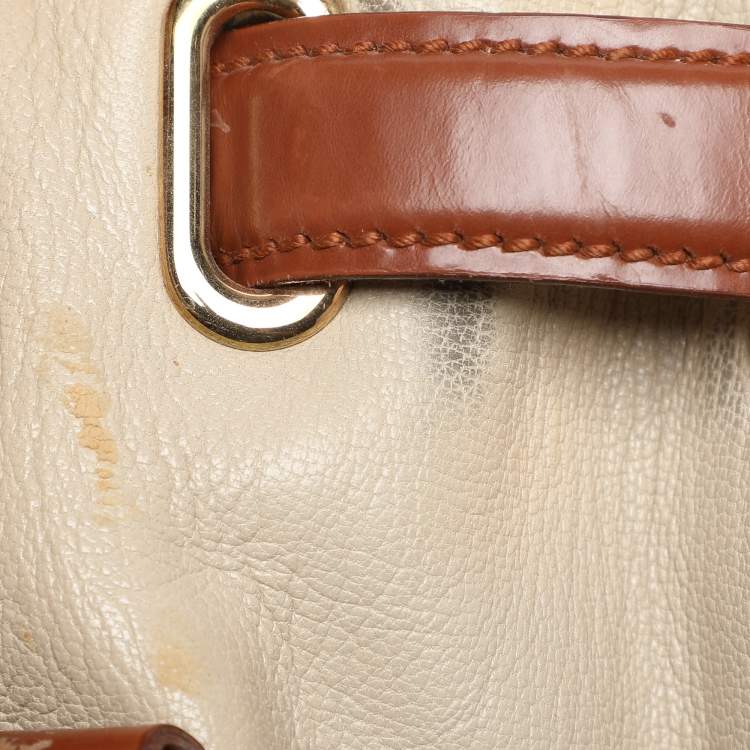 Pre Owned Balenciaga Cream/Brown Leather Lune Tote