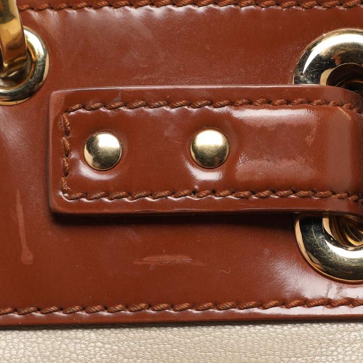 Pre Owned Balenciaga Cream/Brown Leather Lune Tote