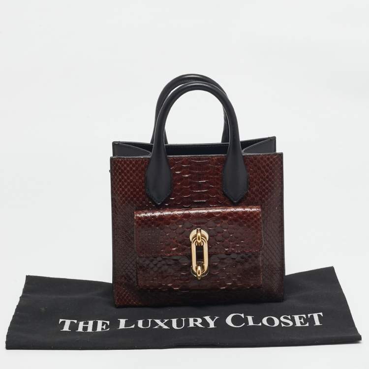 Pre Owned Balenciaga Brown/Black Python and Leather Mini Maillon All Afternoon Tote