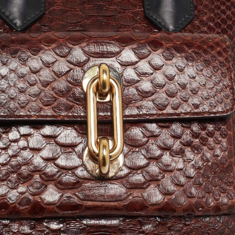 Pre Owned Balenciaga Brown/Black Python and Leather Mini Maillon All Afternoon Tote