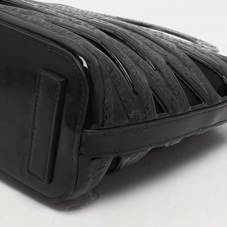Pre Owned Balenciaga Black Logo Embossed PVC Small Neo Basket Tote