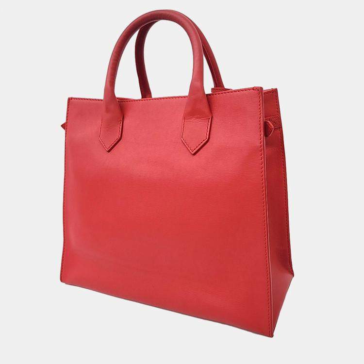 Pre Owned Balenciaga Red Leather Padlock Mini All Afternoon bag