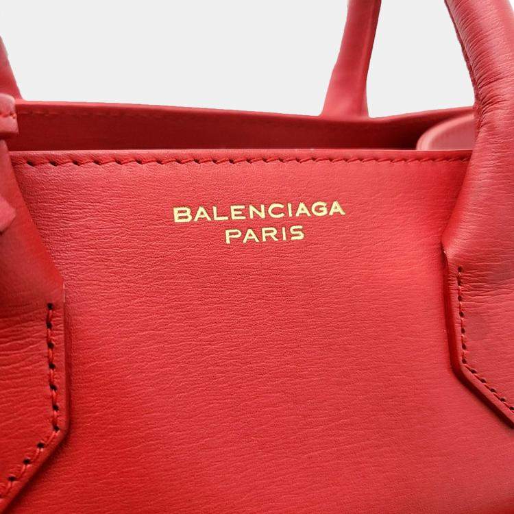 Pre Owned Balenciaga Red Leather Padlock Mini All Afternoon bag