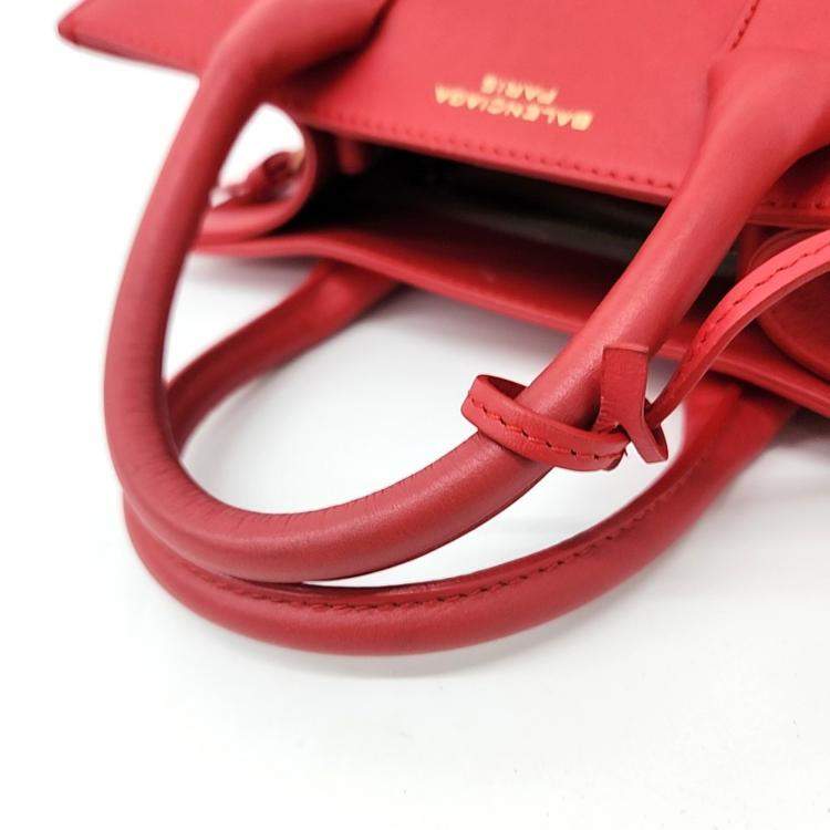 Pre Owned Balenciaga Red Leather Padlock Mini All Afternoon bag