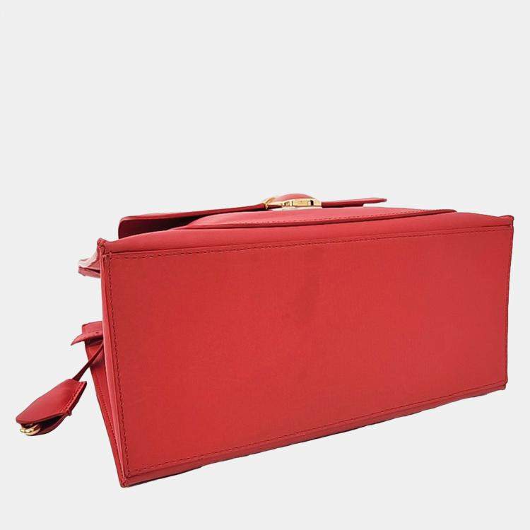 Pre Owned Balenciaga Red Leather Padlock Mini All Afternoon bag