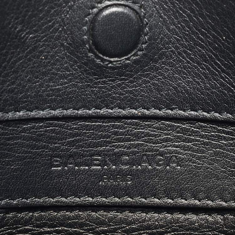 Pre Owned Balenciaga Black Leather Mini Papier A4 Tote