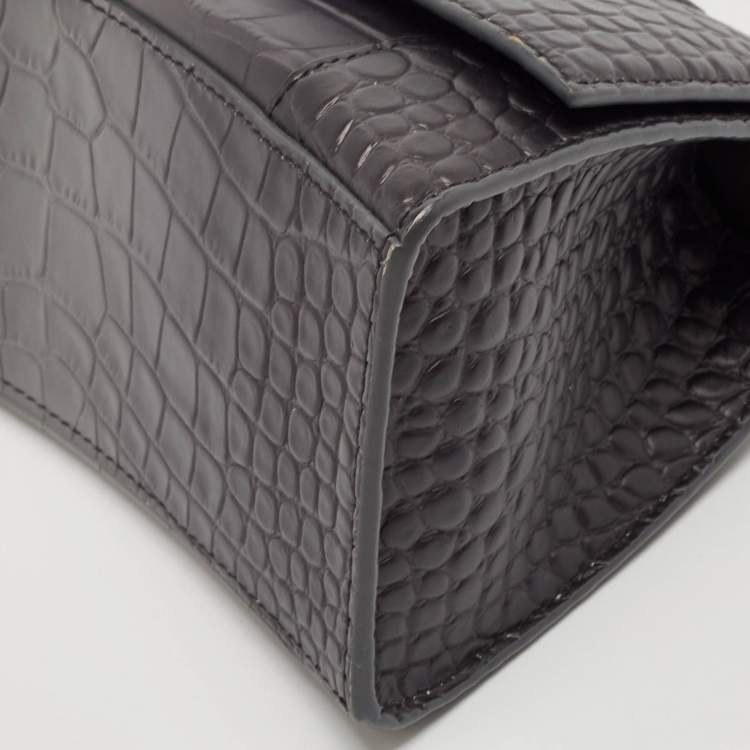 Pre Owned Balenciaga Grey Ombre Leather Small Hourglass Top Handle Bag