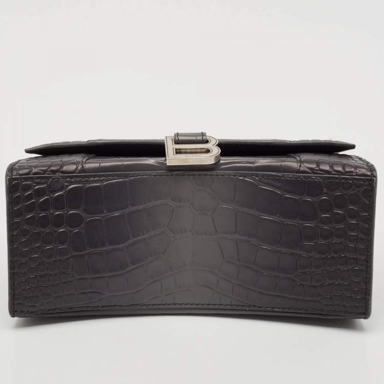 Pre Owned Balenciaga Grey Ombre Leather Small Hourglass Top Handle Bag