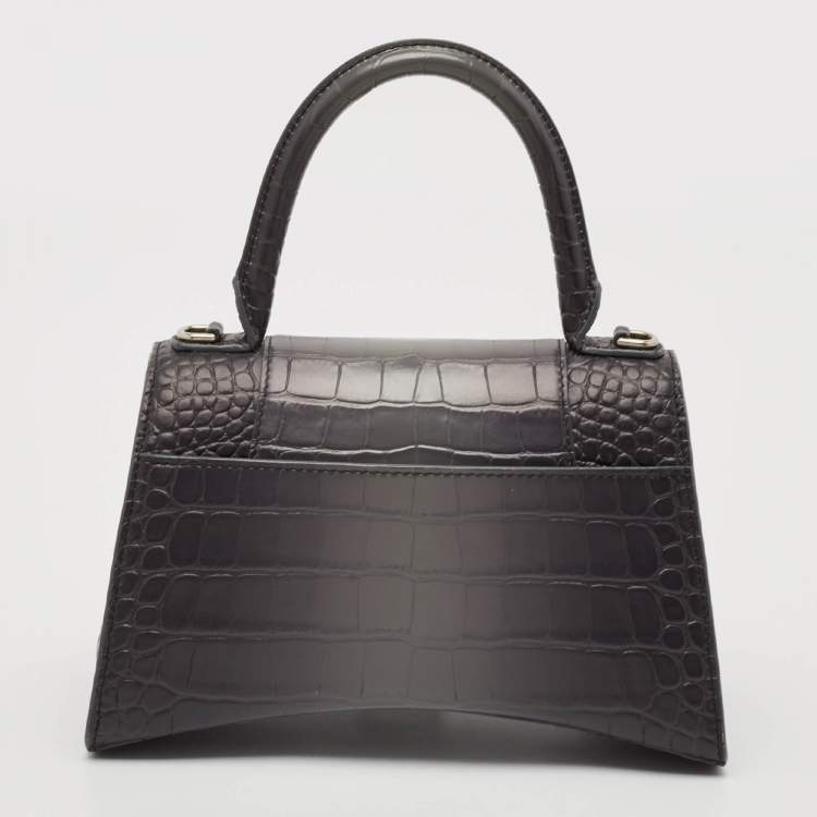 Pre Owned Balenciaga Grey Ombre Leather Small Hourglass Top Handle Bag