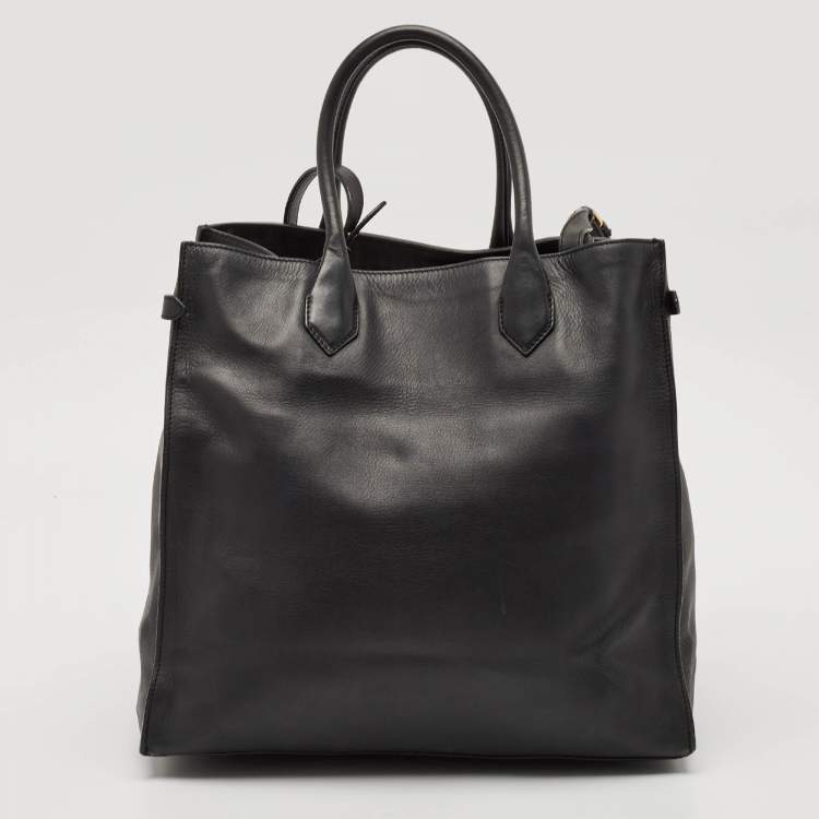Pre Owned Balenciaga Black/Brown Leather and Python Padlock All Time Tote
