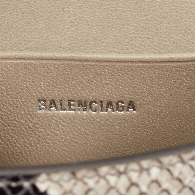 Pre Owned Balenciaga Black/Grey Python Embossed Leather Mini Hourglass Top Handle Bag