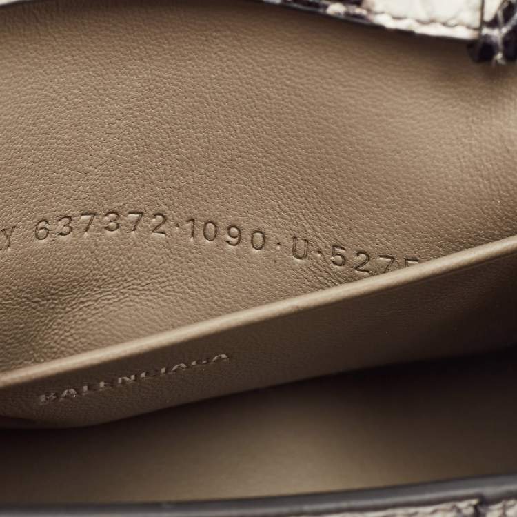 Pre Owned Balenciaga Black/Grey Python Embossed Leather Mini Hourglass Top Handle Bag