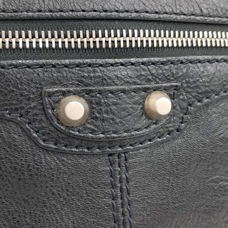 Pre Owned Balenciaga Black Leather Motor Clip Clutch Bag