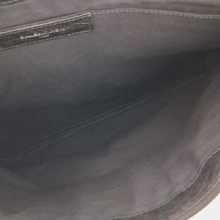 Pre Owned Balenciaga Black Leather Motor Clip Clutch Bag