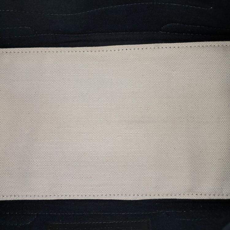 Pre Owned Balenciaga Beige Black Fabric Cabas Tote Bag