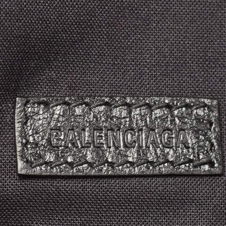Pre Owned Balenciaga Black Graffiti Print Leather Logo Belt Bag